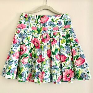 Hartstrings girls size 6X - White Blue Pink Pleated Floral Flower Skirt - new